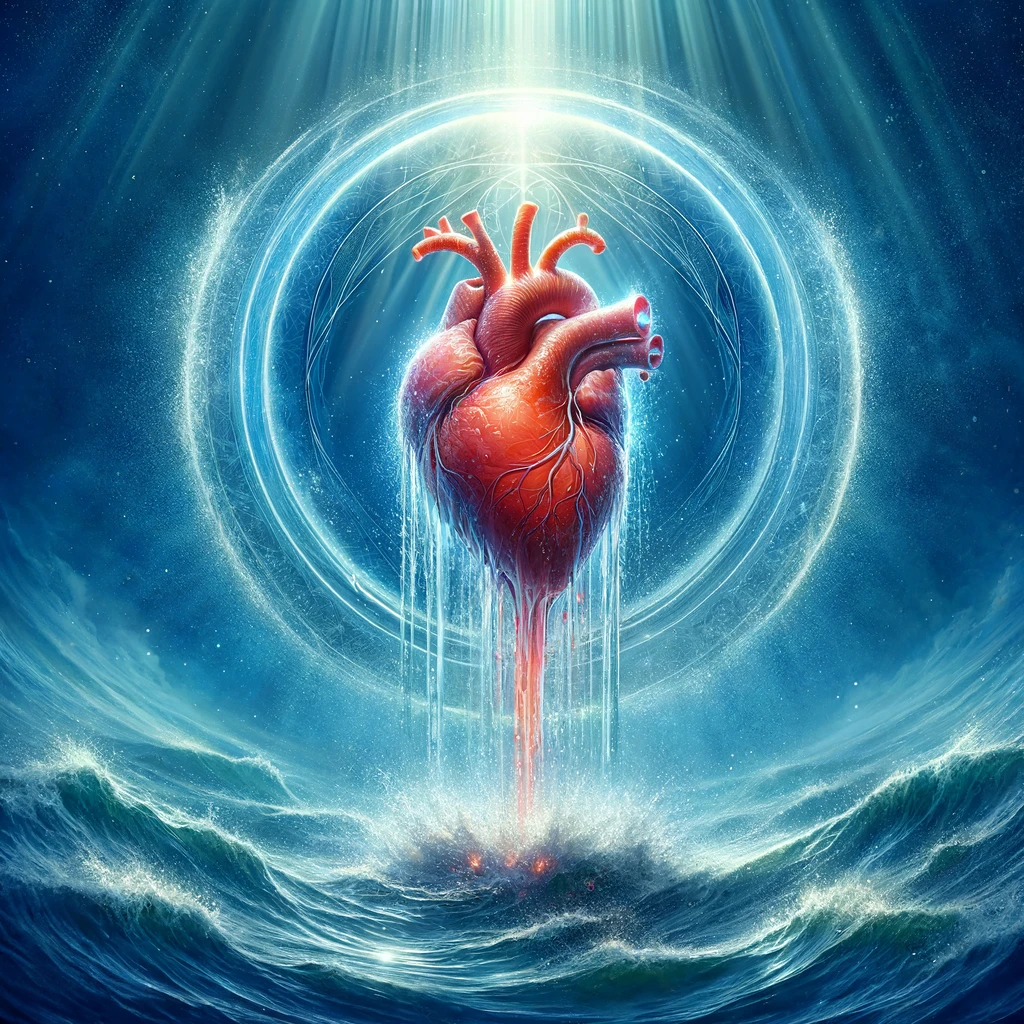 A heart being cleansed by water.