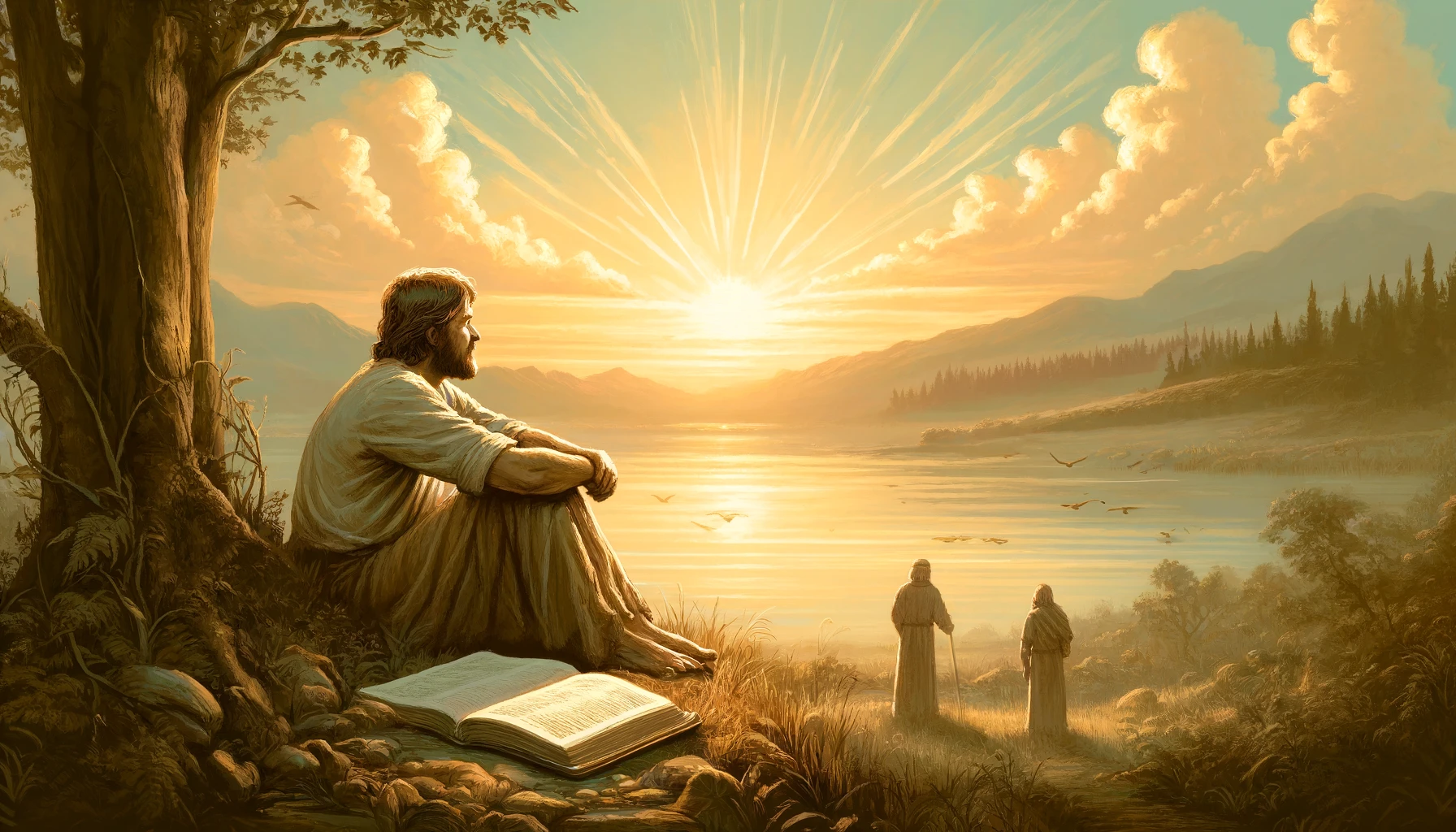 Illustration depicting Psalm 130_5, showing a scene of patience and hope in God's word.