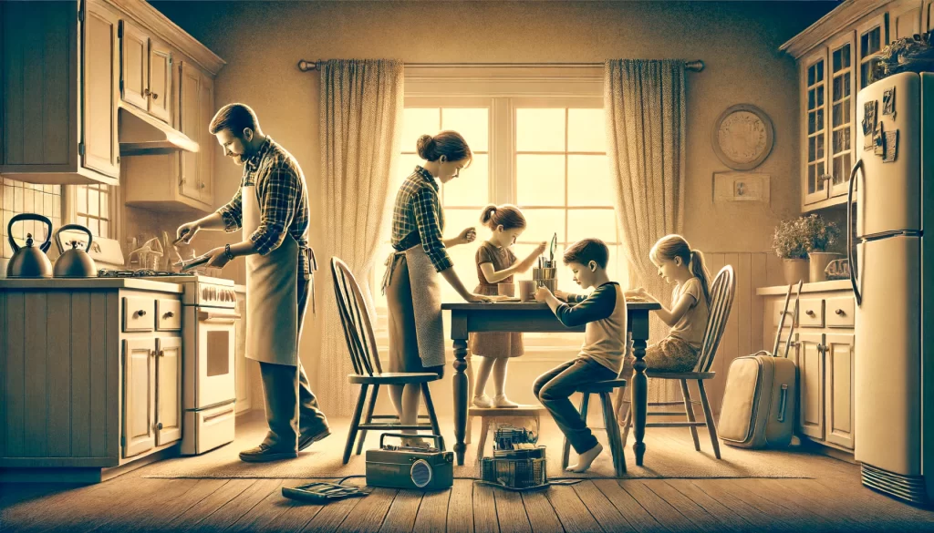 A family in their home.