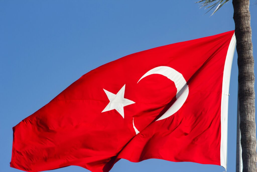 Turkey's flag waving in the wind.