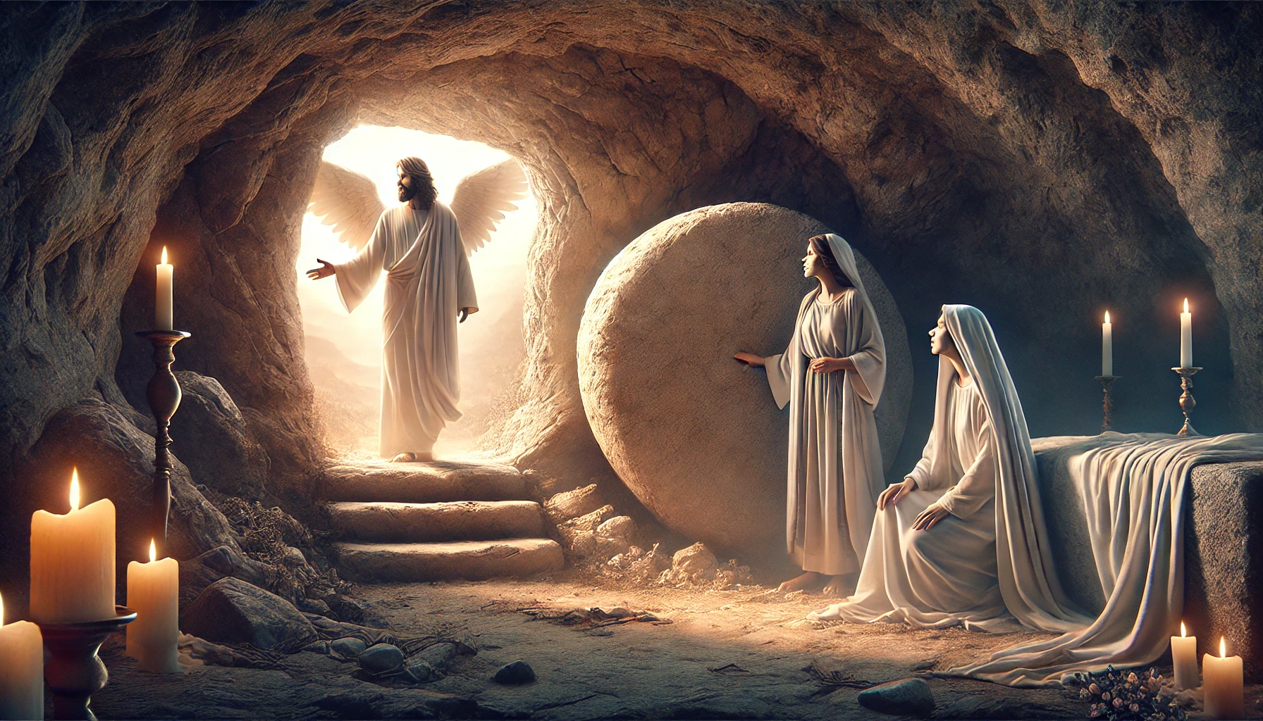 The empty tomb of Jesus Christ at dawn.