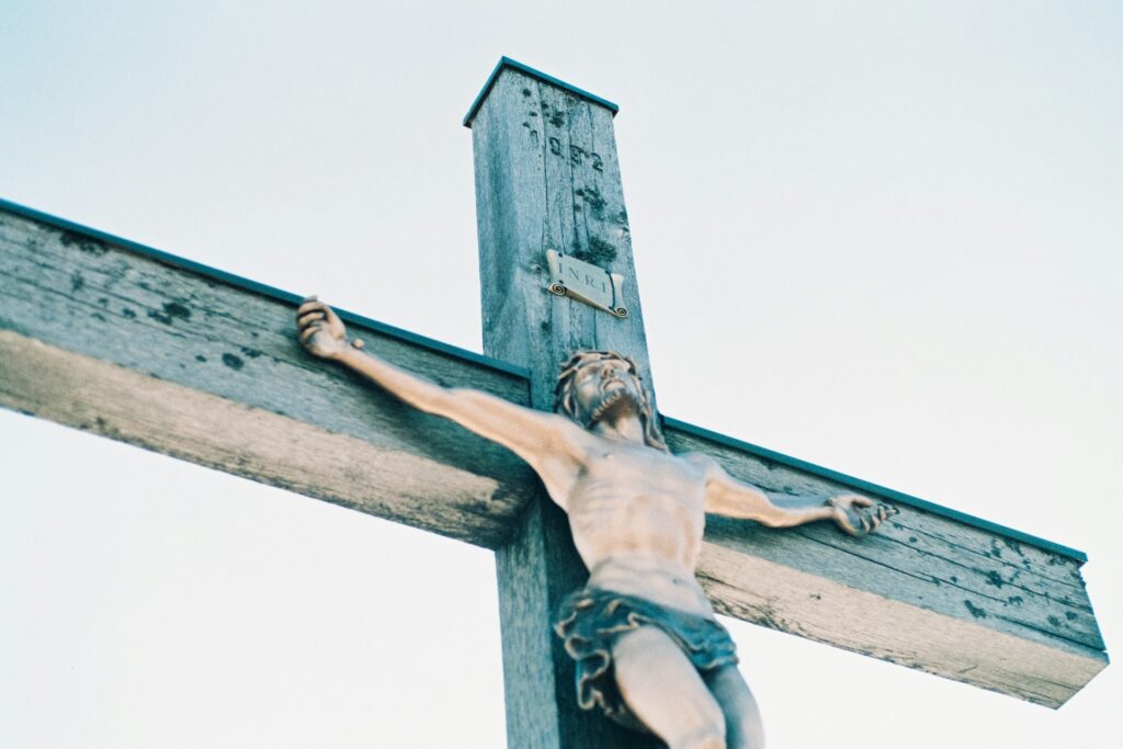 A depiction of Jesus on the cross.