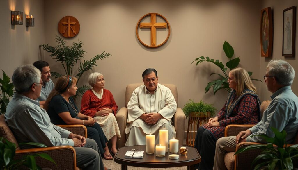 Chaplain providing spiritual counseling services