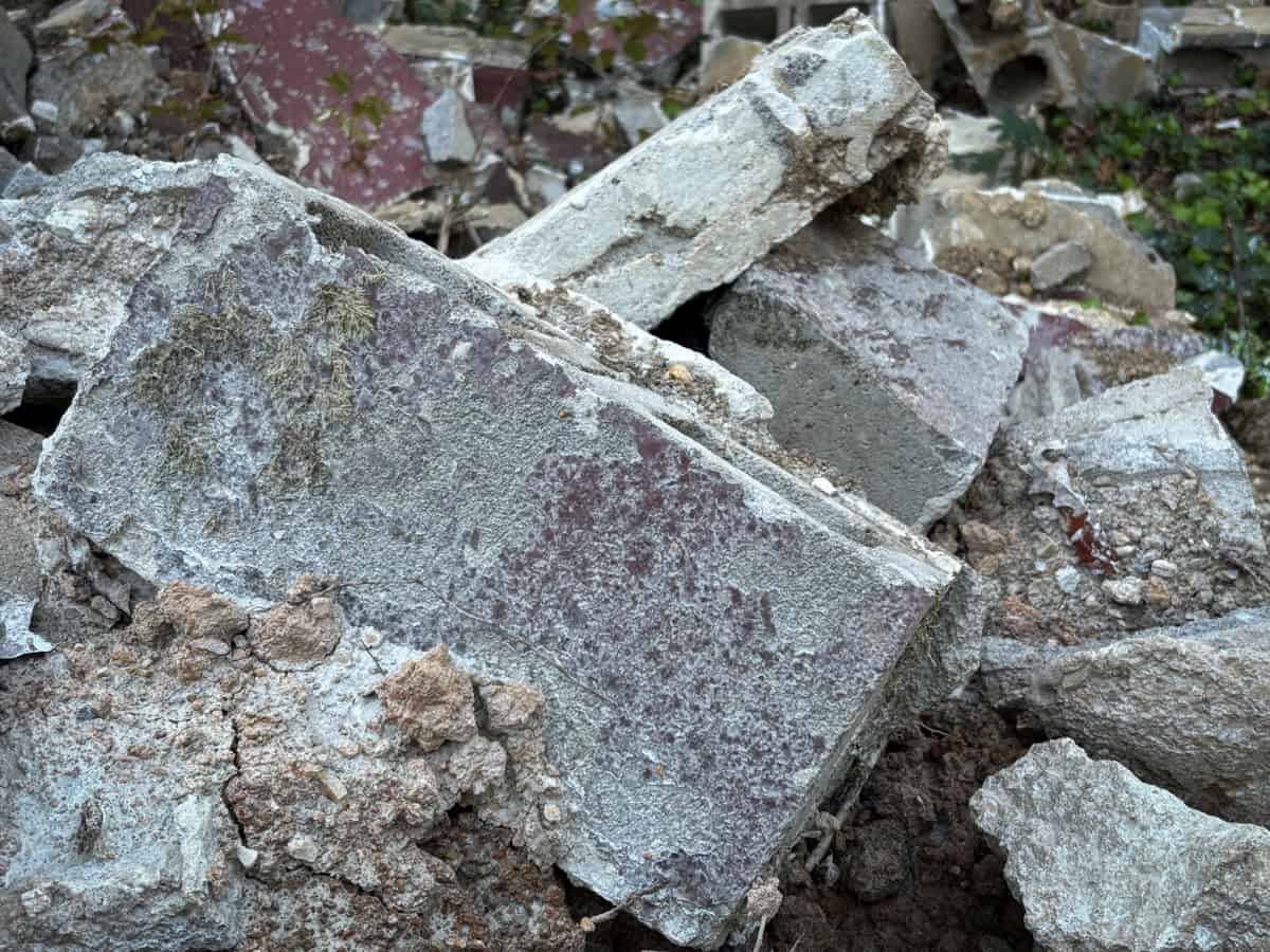 Old broken cinder block rubble.