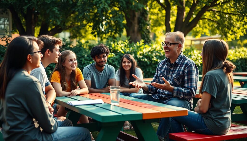 Youth Pastor engaging with teens