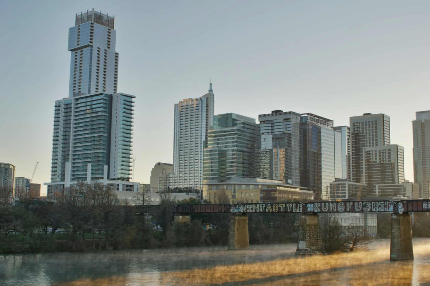 Austin skyline in low light.