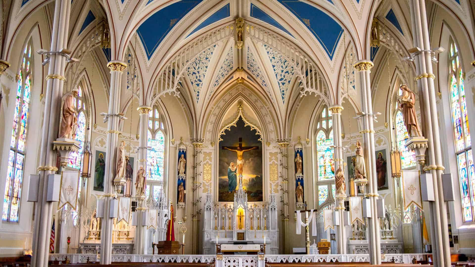 The inside of St Mary's cathedral in Natchez.