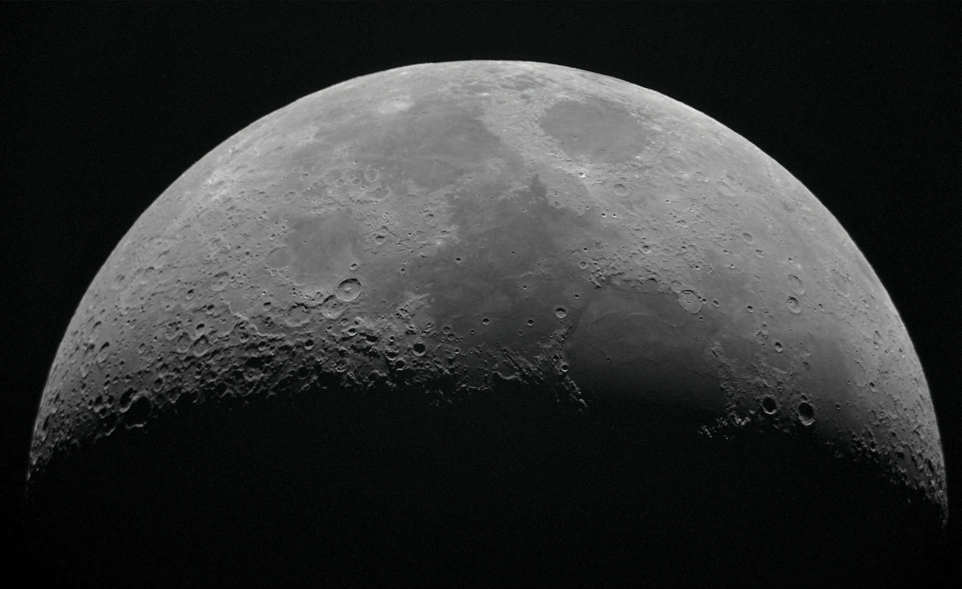 A close up of the moon.