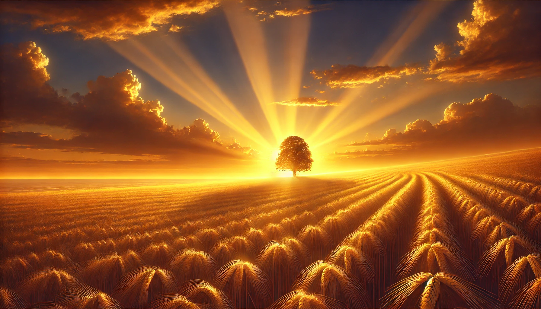 A radiant golden field at sunset, with warm light reflecting the peacefulness of thanksgiving.