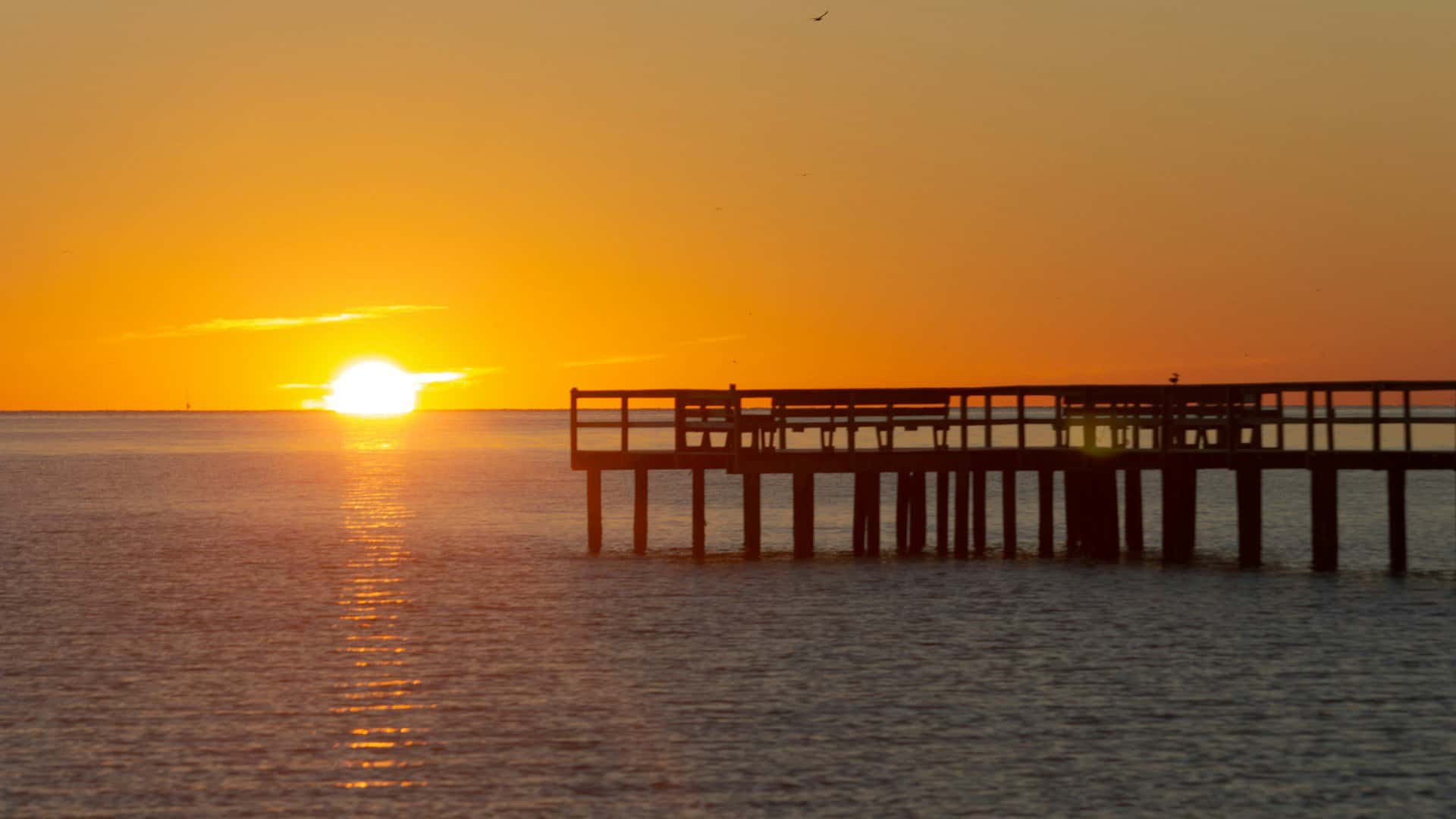 Galveston Bay, Texas at sunset