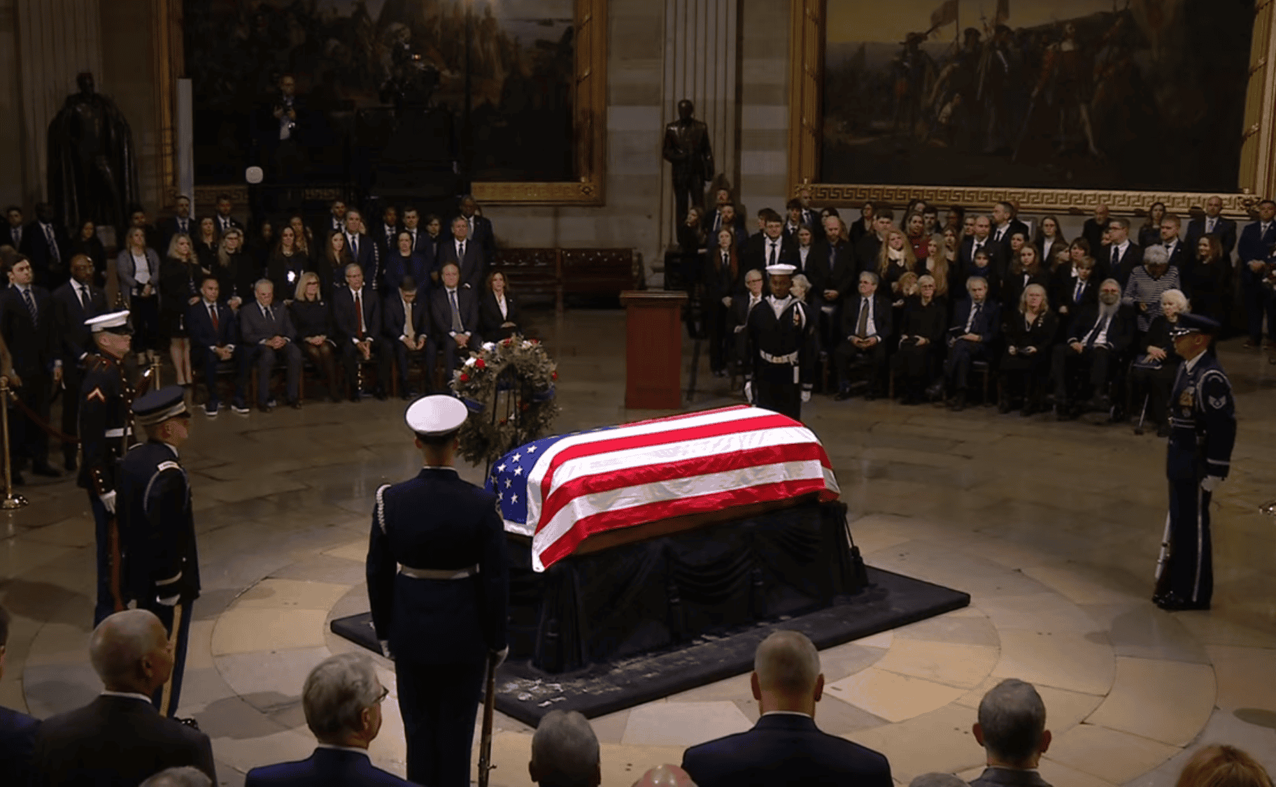 President Jimmy Carter's casket at his state funeral in the capital rotunda.