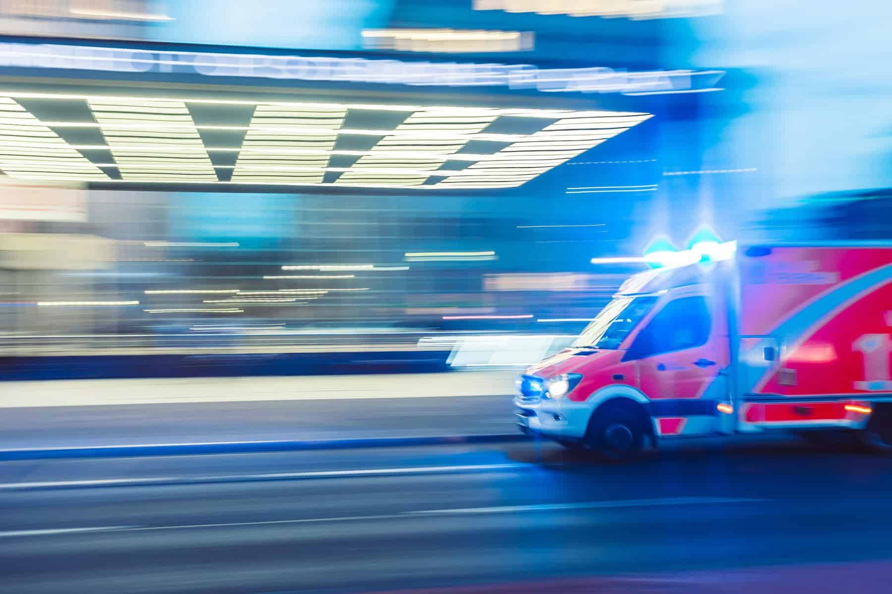 Motion blurred image of an ambulance.