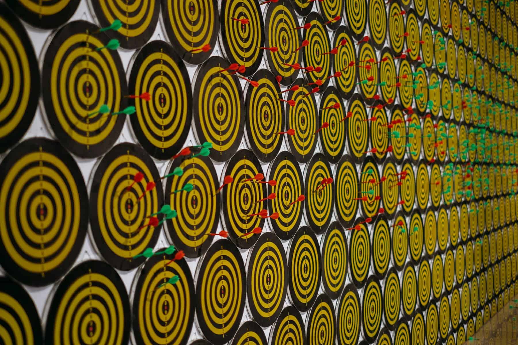 Rows of bullseye targets all lined up.