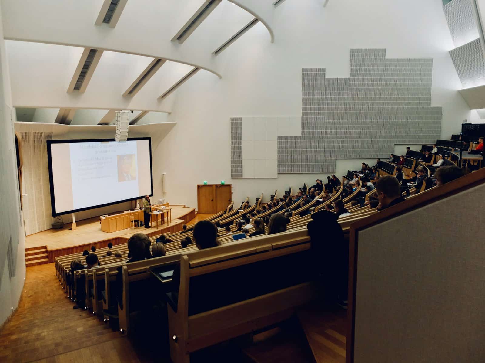 A college lecture hall.