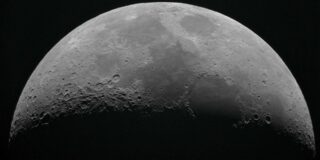 A close up of the moon.