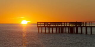 Galveston Bay, Texas at sunset