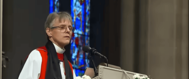 Bishop Marianne Budde preaches at Washington National Cathedral’s Service of Prayer for the Nation