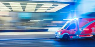 Motion blurred image of an ambulance.