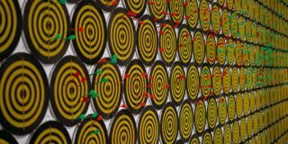 Rows of bullseye targets all lined up.