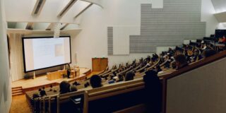 A college lecture hall.