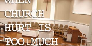 A church sanctuary is shown with the words "When church hurt is too much"