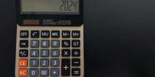 A calculator displaying 2024.