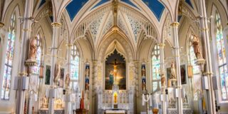 The inside of St Mary's cathedral in Natchez.